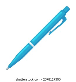 blue ball pen cartoon vector isolated object