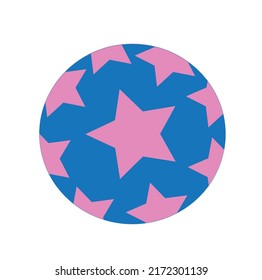 blue ball with pink stars, children's toy, logo