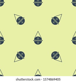 Blue Ball tea strainer icon isolated seamless pattern on yellow background.  Vector Illustration