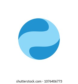 blue ball water flow design logo vector