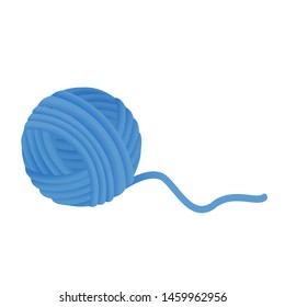 Blue ball of yarn vector isolated on white