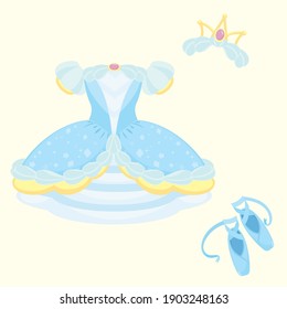 Blue Ballet Costume with Shoes and Crown