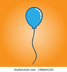 blue ballon vector  icon  flat design style,. Happy Birthday, holidays, party concept, Trendy vector helium ballon symbol for website, web button, mobile app. Logo illustration.