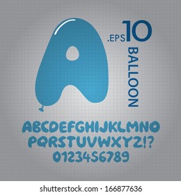 Blue Balloon Alphabet and Numbers Vector