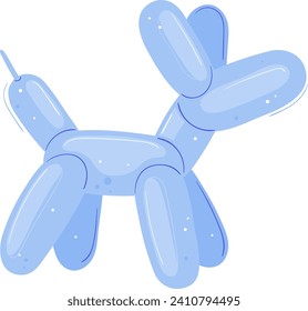 Perro animal con globo azul sobre fondo blanco. Arte retorcido de globos y ilustración vectorial de decoración de fiesta infantil.