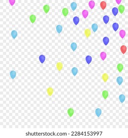 Blue Balloon Background Transparent Vector. Toy Graphic Card. Purple Celebrate. Bright Confetti. Ballon Shiny Design.