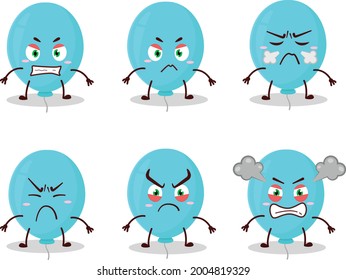 Blue balloon cartoon character with various angry expressions. Vector illustration