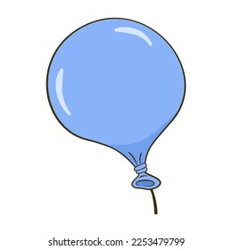 Blue balloon. Cartoon. Vector illustration. Isolated on white background