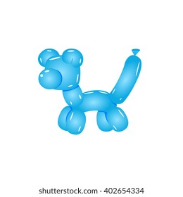 Blue Balloon Cat Realistic Vector Illustration Isolated On White Background