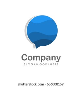 Blue balloon chat logo design vector