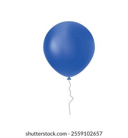 Blue balloon isolated on a white background. Party decoration for birthday and celebrations. Vector realistic colorful festive 3d helium balloons.