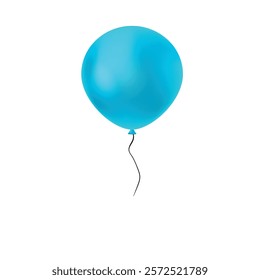 Blue balloon isolated on a white background. Party decoration for birthday and celebrations. Vector realistic colorful festive 3d helium balloons.