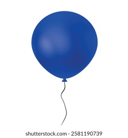 Blue balloon isolated on a white background. Party decoration for birthday and celebrations. Vector realistic colorful festive 3d helium balloons.