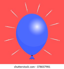 Blue balloon and needles