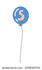 Blue Balloon with Number 5. 
