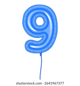 Blue Balloon Number 9 for Celebrations Vector format