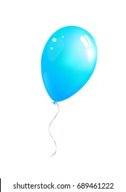 Blue balloon on white background. Vector illustration.