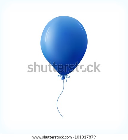 Blue balloon on white background. Vector Illustration.