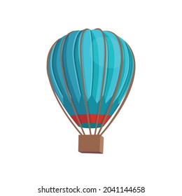 Blue balloon on white background.Cartoon illustration, vector.