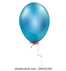 Blue balloon with red ribbon