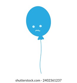 Blue balloon with sad smiley face in trendy monochrome. Design concept for Blue Monday card or other