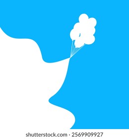 Blue balloon vector icon in a cartoon format for banners, posters, and other custom design needs.