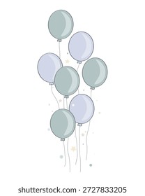 Blue balloons bunch vector illustration isolated on white background