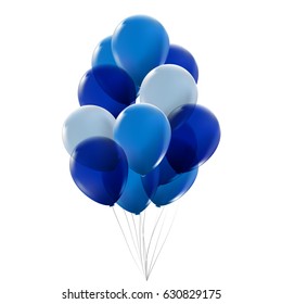 Blue balloons isolated on white background. Realistic vector illustration.