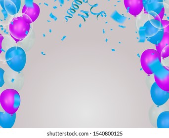 blue balloons with Many colored balloons for designers and illustrators. Balls backdrop , festival, wedding