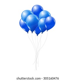 Blue balloons on white background
