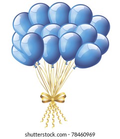 blue balloons on a white background