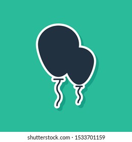 Blue Balloons with ribbon icon isolated on green background. Vector Illustration Blue Balloons with ribbon icon isolated on green background. Vector Illustration