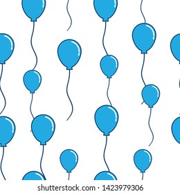 blue Balloons with Seamless Pattern  for background on white background