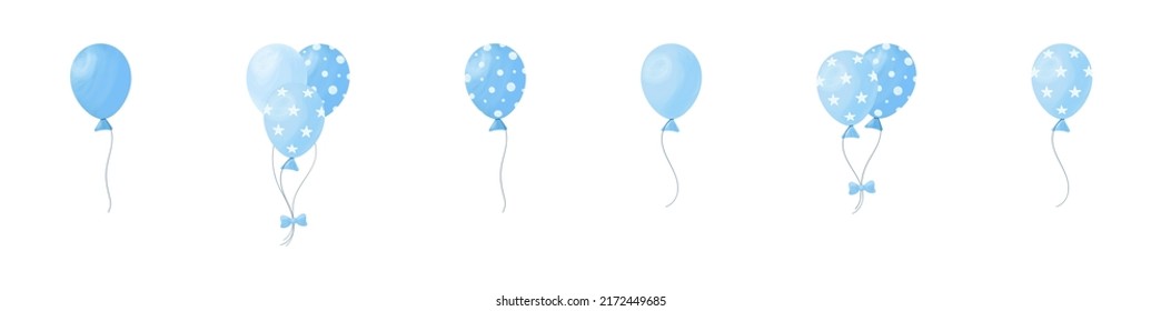 Globos azules con estrellas y círculos. Ilustración vectorial.	
