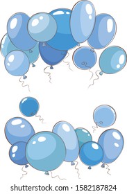 Blue balloons. Vector banner for holidays and anniversary.	