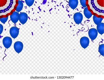 blue balloons, vector illustration. Celebration background template	