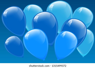 blue balloons, vector illustration. Celebration background template