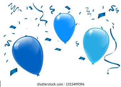 blue balloons, vector illustration. Celebration background template