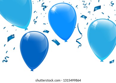 blue balloons, vector illustration. Celebration background template