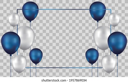 blue balloons, vector illustration. Celebration transparent background template