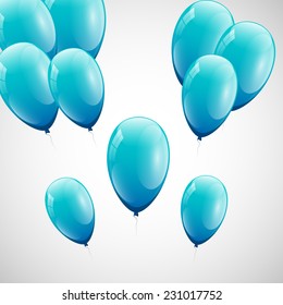 Blue balloons with white background, stock vector