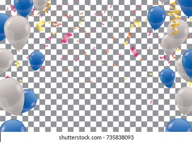 blue balloons and white balloons , vector Celebration background template 