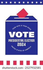Blue Ballot Box with Text Vote Presidential Election Vector Illustration