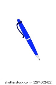 Blue ballpoint pen isolated image clipart