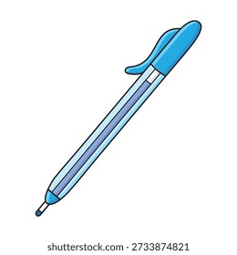 Blue ballpoint pen isolated vector illustration