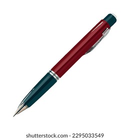 Blue ballpoint pen on blank white paper isolated