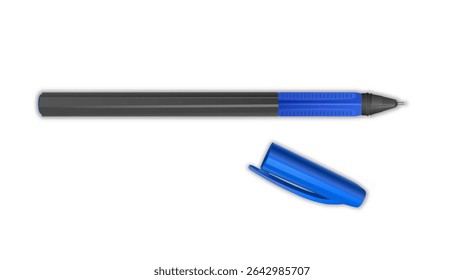 Blue ballpoint pen on a white background