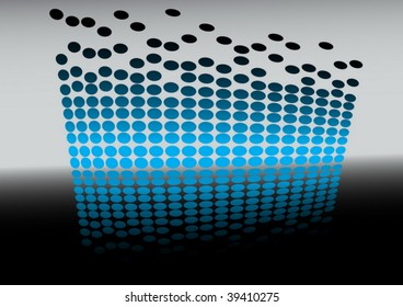 Blue balls on reflective surface