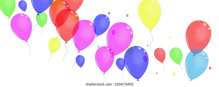 Blue Baloon Background White Vector. Toy Love Frame. Pink Symbol. Colorful Surprise. Flying Present Banner.