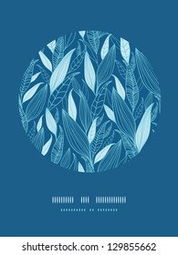 Blue Bamboo Leaves Circle Vignette Pattern Background